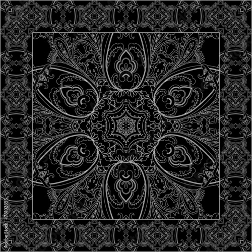Black bandana with white print
