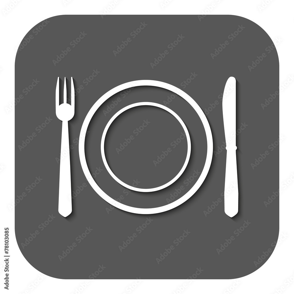 The Plate dish with fork and knife icon. The Plate dish with fork and knife icon.