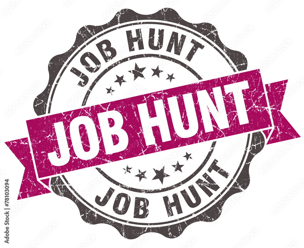 Obraz premium job hunt grunge violet seal isolated on white