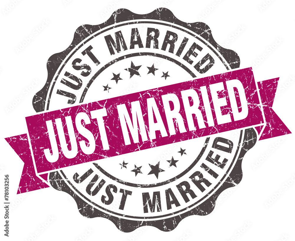 just married grunge violet seal isolated on white just married grunge violet seal isolated on white