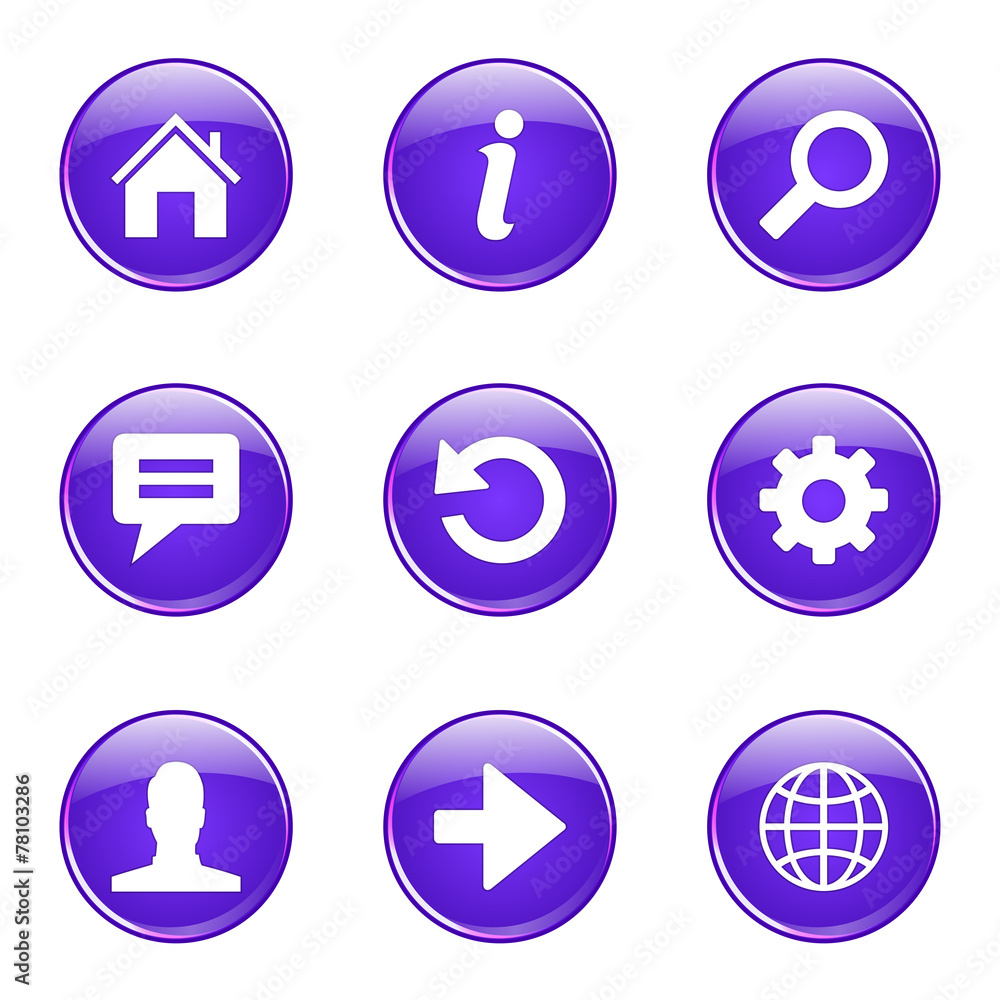 Web Internet Violet Vector Button Icon Design Set