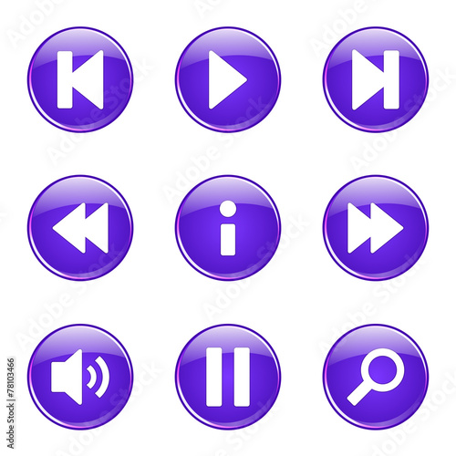 Free Download Multimedia Controller Violet Vector Button Icon Design Set - GFXLoad