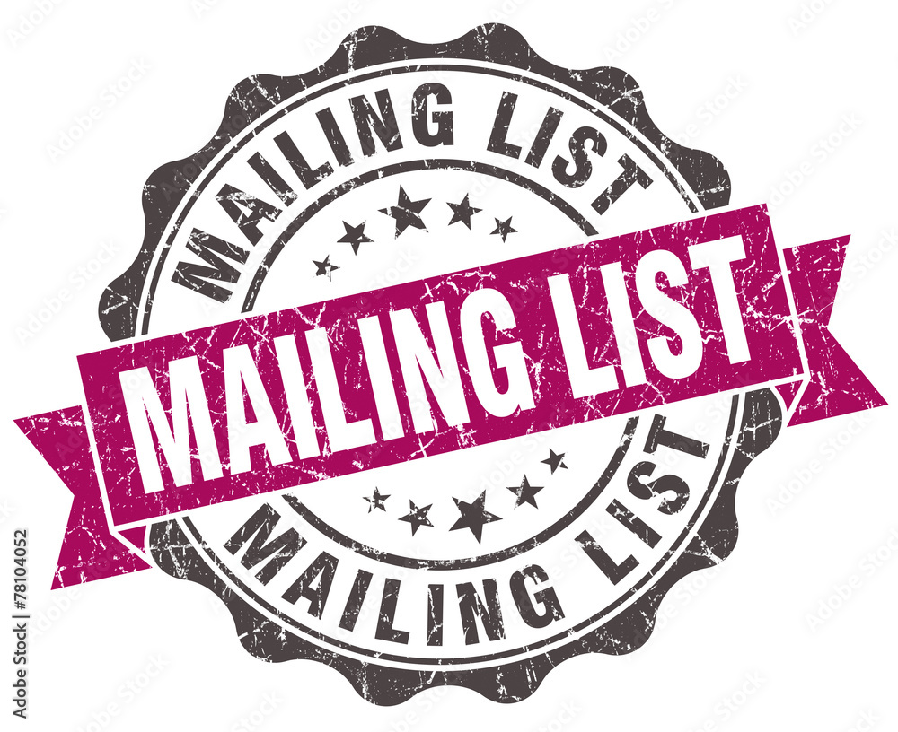 Fototapeta premium mailing list grunge violet seal isolated on white