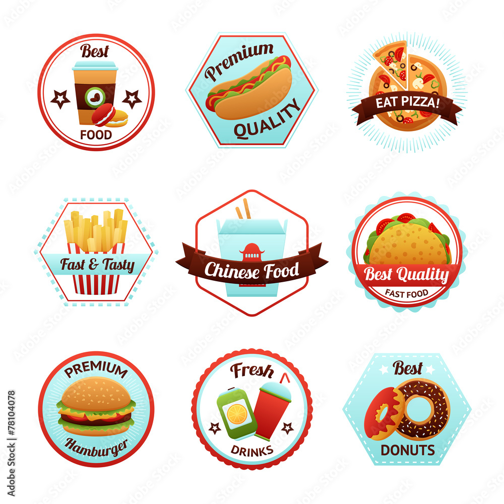 Naklejka premium Fast Food Emblems