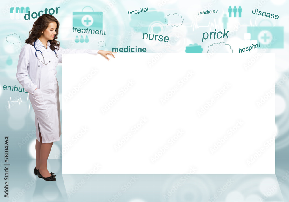 Doctor with banner Doctor with banner