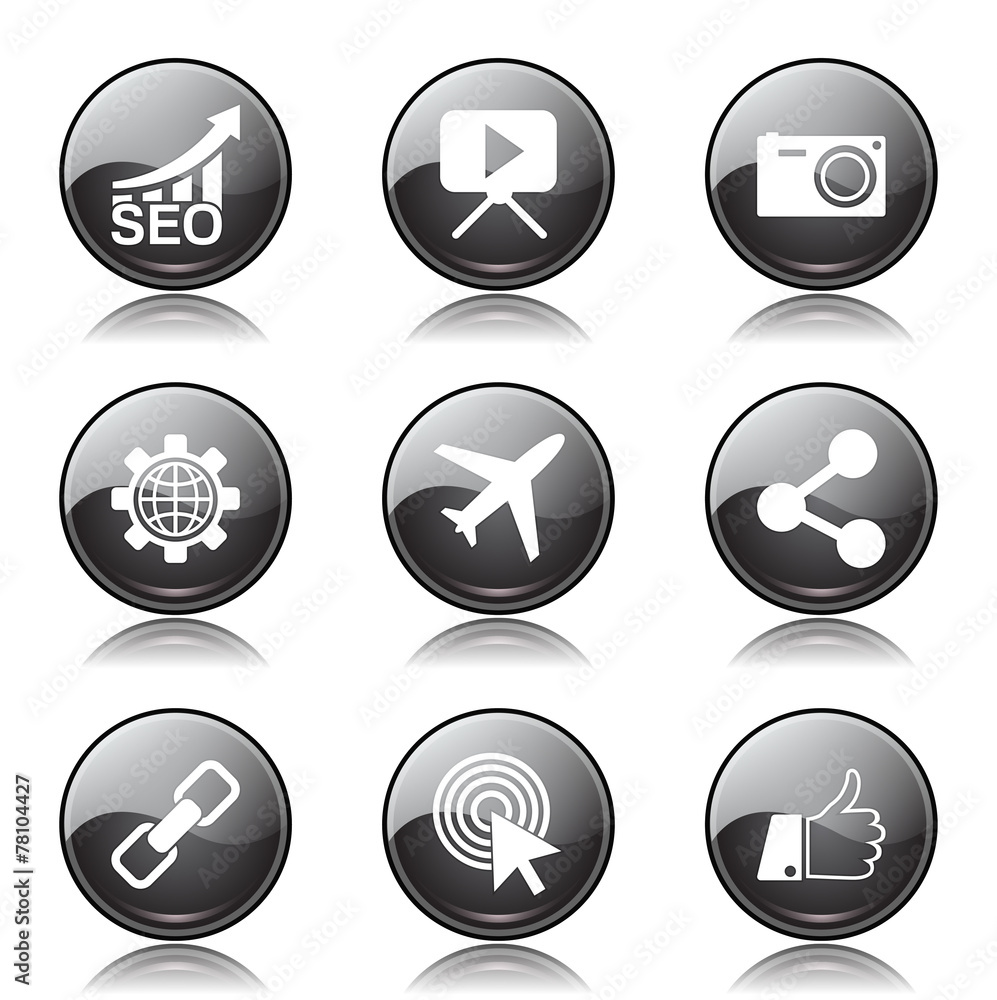 SEO Internet Sign Black Vector Button Icon Design Set 1 SEO Internet Sign Black Vector Button Icon Design Set 1