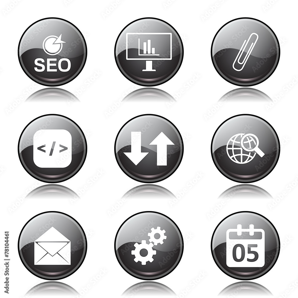 SEO Internet Sign Black Vector Button Icon Design Set 6