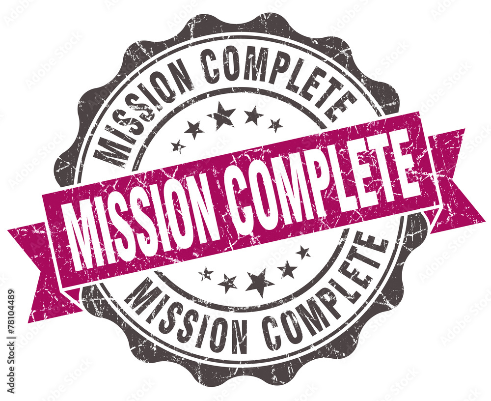 mission complete grunge violet seal isolated on white mission complete grunge violet seal isolated on white