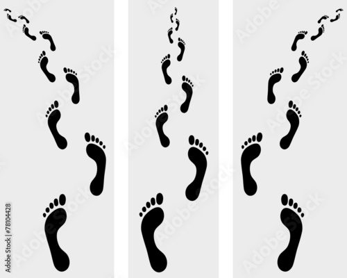 Trail of human bare footsteps, vector