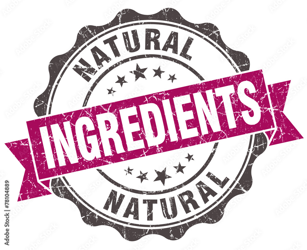 Obraz premium natural ingredients grunge violet seal isolated on white