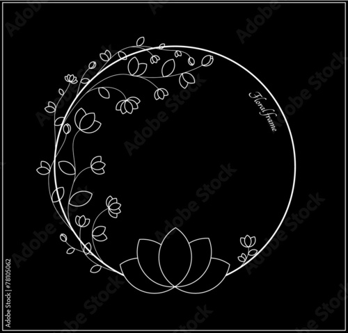 Vector elegant black and white floral frame