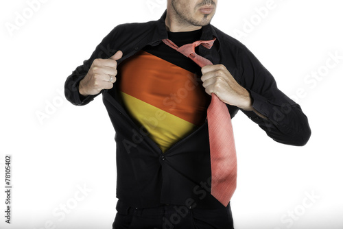 Man with German Flag under Shirt