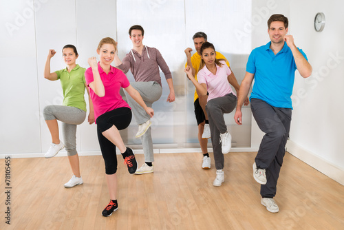 Group Of People Dancing In Gym