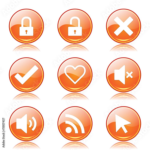 SEO Internet Sign Orange Vector Button Icon Design Set 4