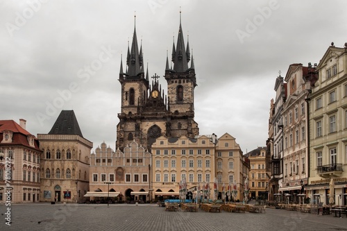 The Old Market Square and Church of Our Lady before Tyn in Pragu