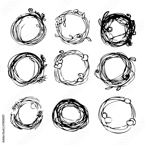 set of nest.round frame. background