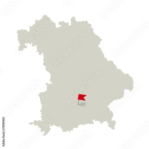 Bavaria, map - Munich tagged