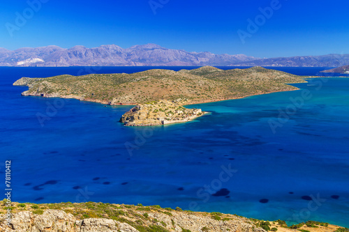 Spinalonga island at turquise water of Crete, Greece