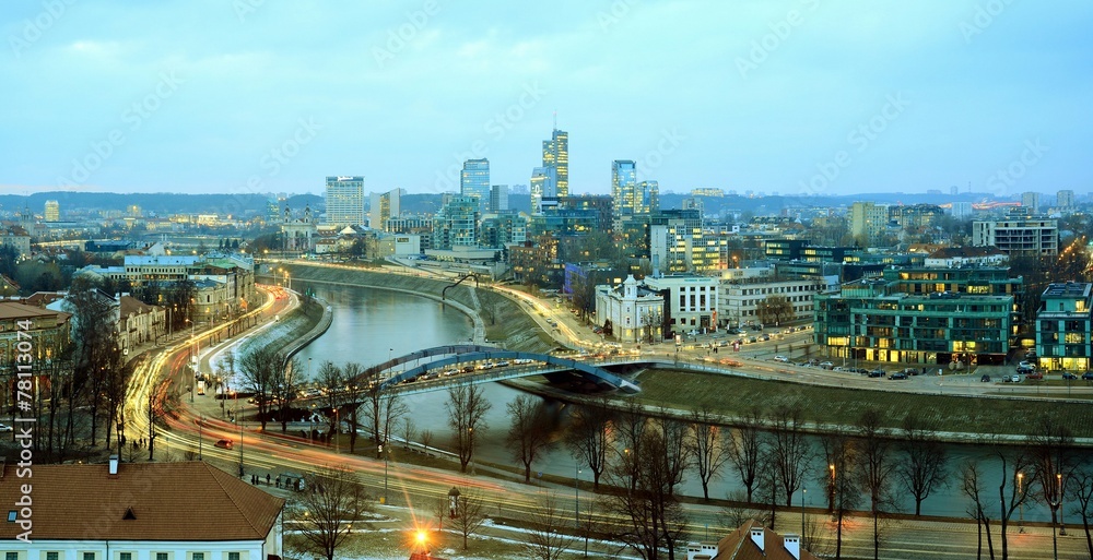 Fototapeta premium Vilnius Winter Panorama From Gediminas Castle Tower