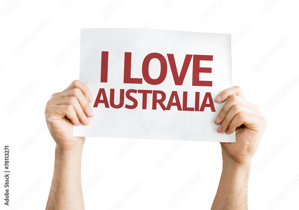I Love Australia card isolated on white background I Love Australia card isolated on white background