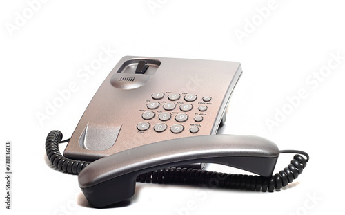 landline phone of gray on a white background