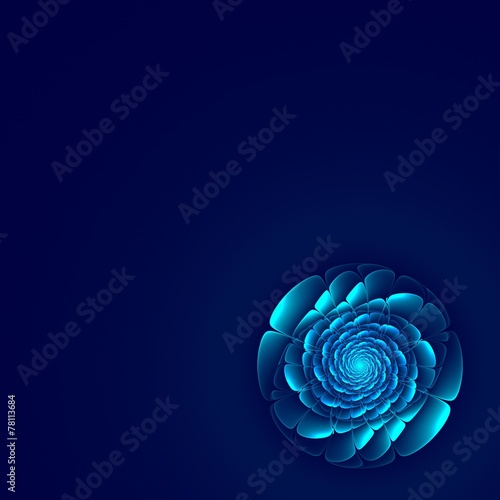 Abstract fractal flower isolated over blue background,
