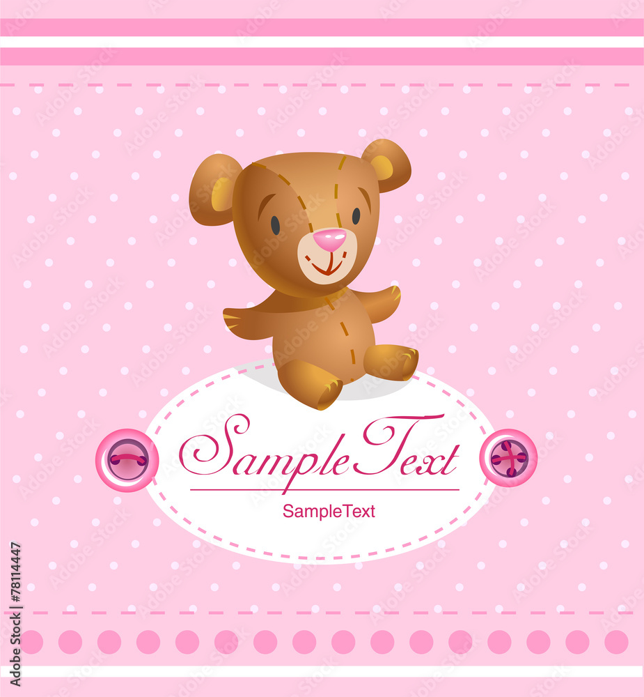 Baby arrival card for baby girl. Baby arrival card for baby girl.