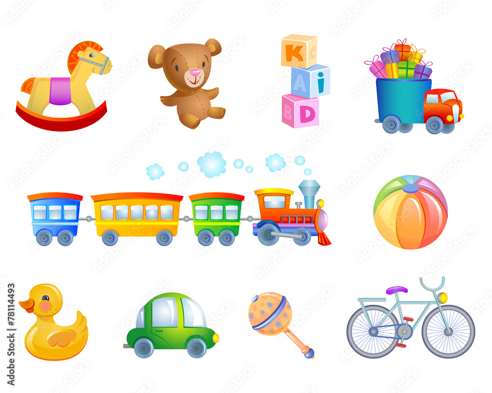 Set of 10 vector toys for kid. Set of 10 vector toys for kid.