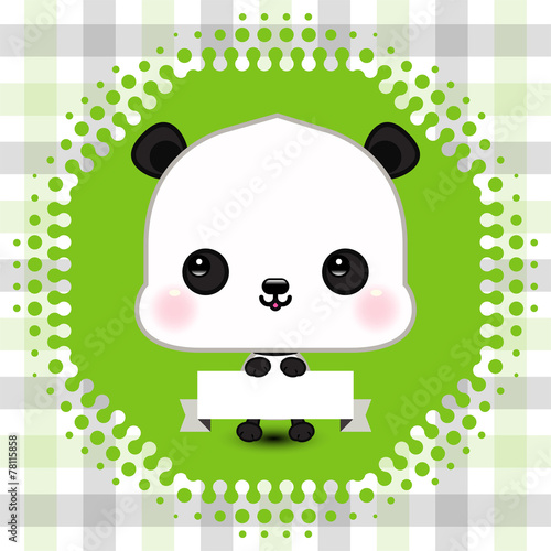 Fototapeta Naklejka Na Ścianę i Meble -  Cartoon cute panda holding a banner