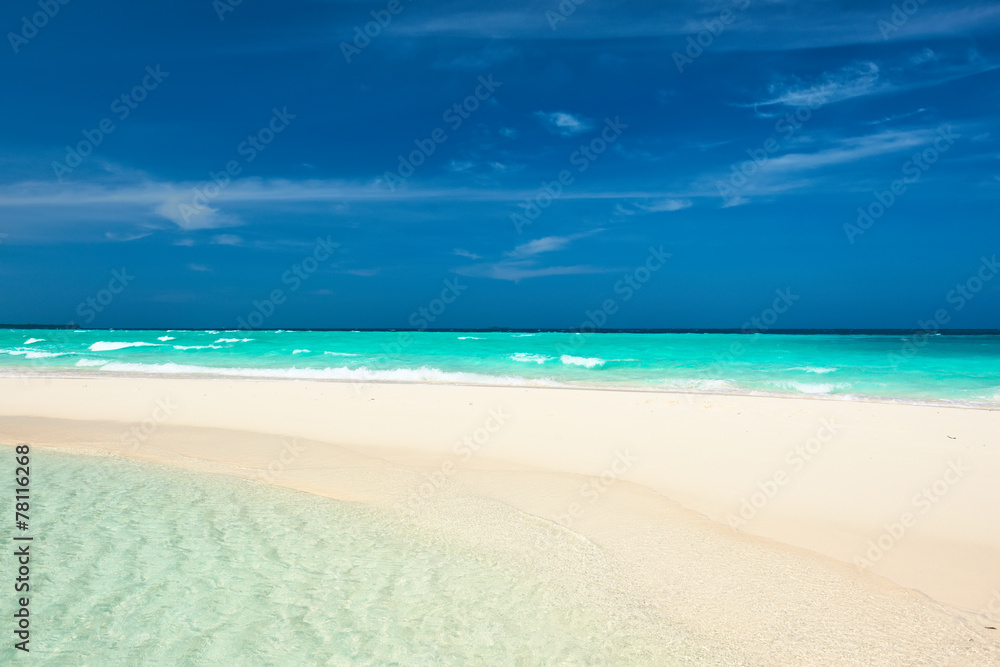 Beautiful beach with sandspit at Maldives