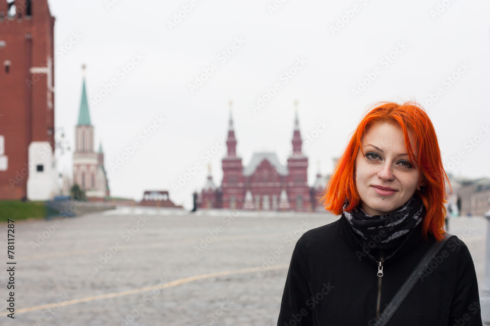 Pretty Red Hair on Red Square