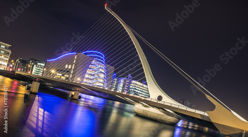 Photography Samuel Beckett bridge in Dublin, Ireland at night