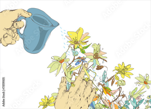 Watering Flowers