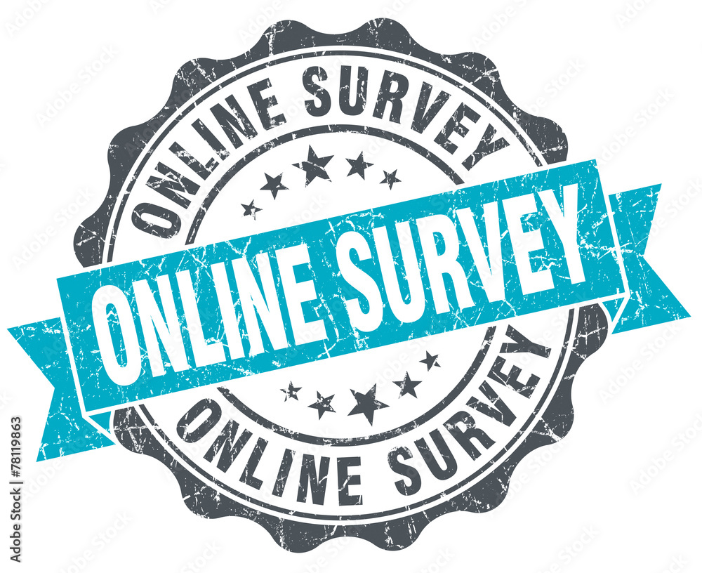 Obraz premium online survey vintage turquoise seal isolated on white