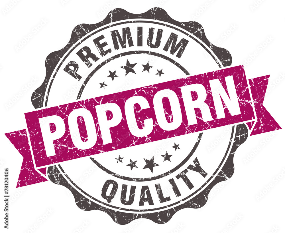 Fototapeta premium popcorn grunge violet seal isolated on white
