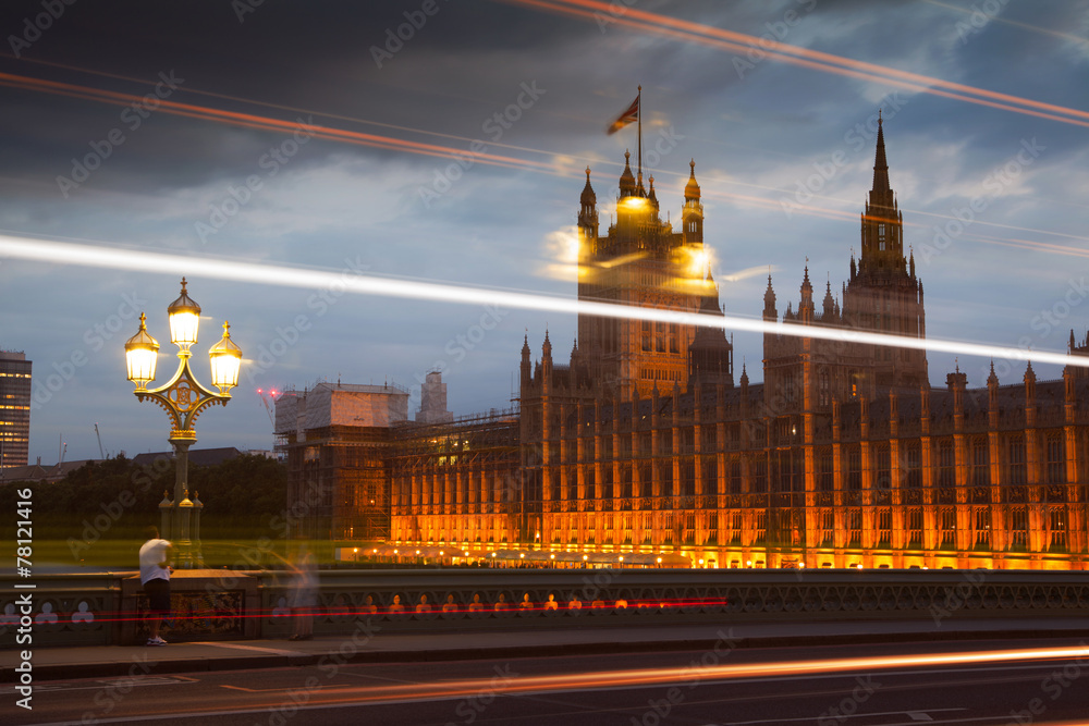 LONDON, UK - July 21, 2014: Big Ben and houses of Parliament
