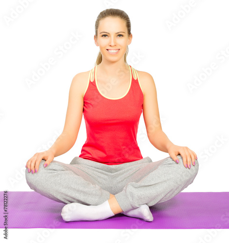 Young sporty girl sit on the floor