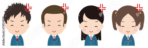 学生　ブレザー　笑顔で怒る