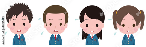 学生　ブレザー　照れる