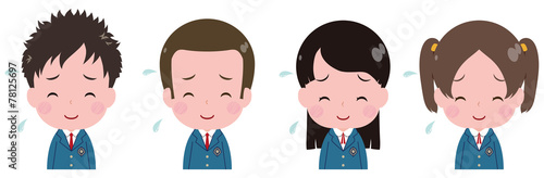 学生　ブレザー　照れ笑い