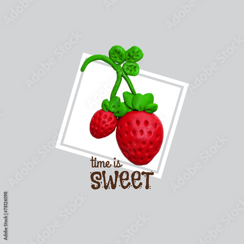 Sweet red strawberry with plasticine