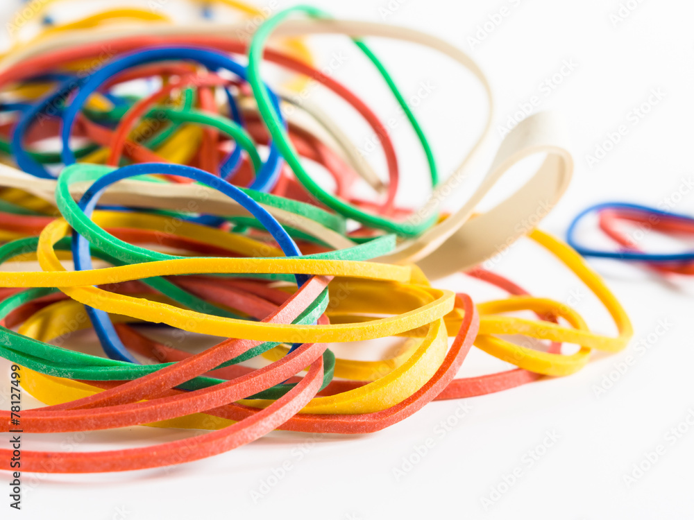 Colorful rubber bands isolated on white Colorful rubber bands isolated on white