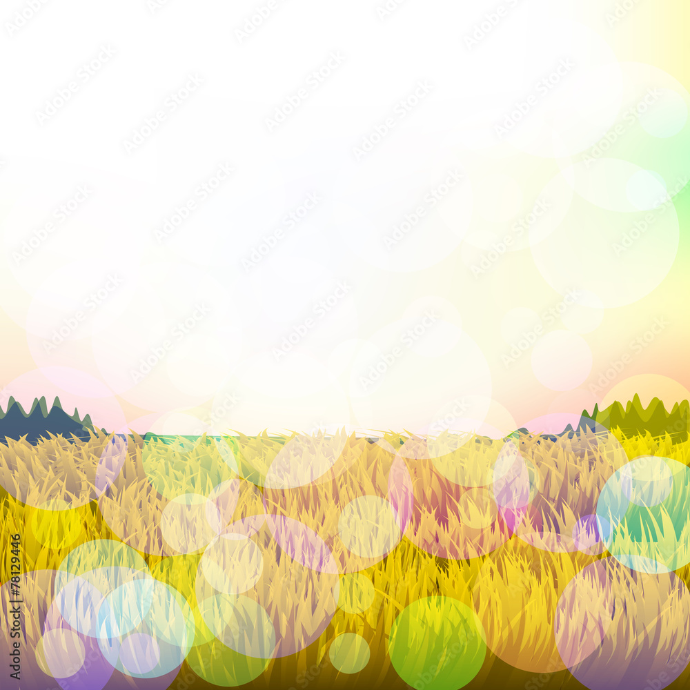 Abstract background with grass and bokeh. Vector. 2
