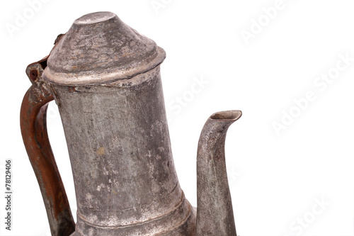 Obraz na plátně Antique copper jug on the white background