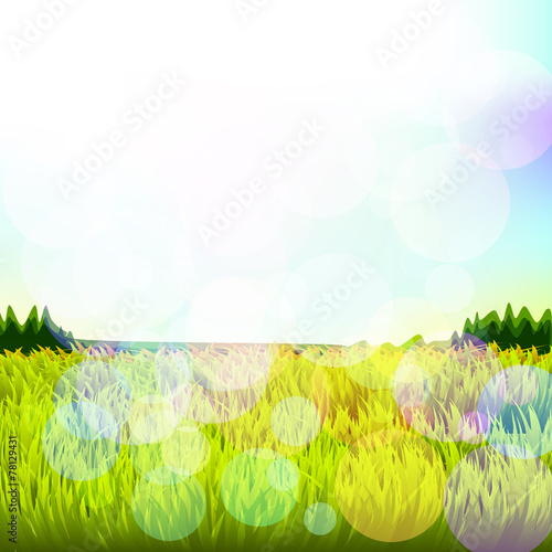 Abstract background with grass and bokeh. Vector. 3 © zozulinskyi