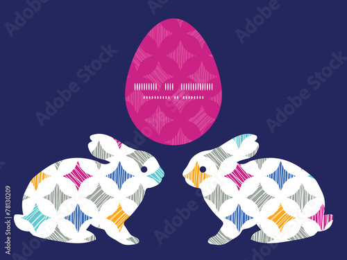 Vector colorful marble textured tiles bunny rabbit silhouette