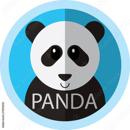 Fototapeta Naklejka Na Ścianę i Meble -  Cute Panda bear cartoon flat icon avatar round circle
