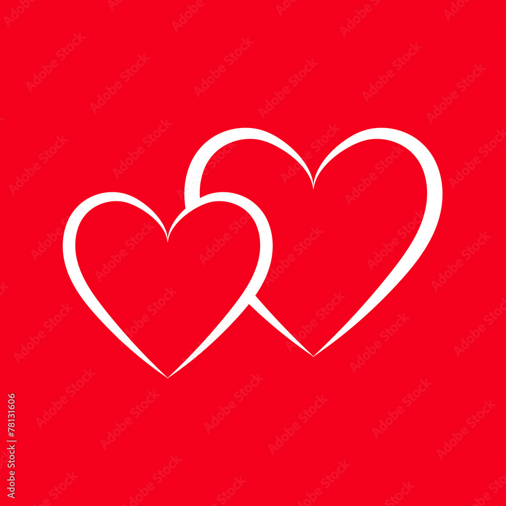 Two hearts on a red background. Vector illustration. Two hearts on a red background. Vector illustration.