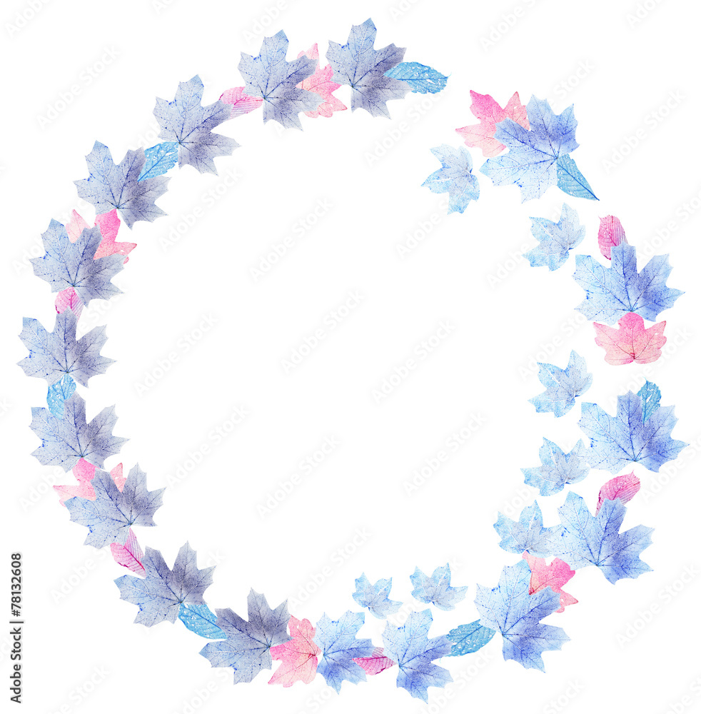 Delicate colored leaves shaped as frame with space for your