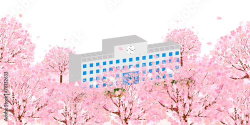 桜　学校　背景